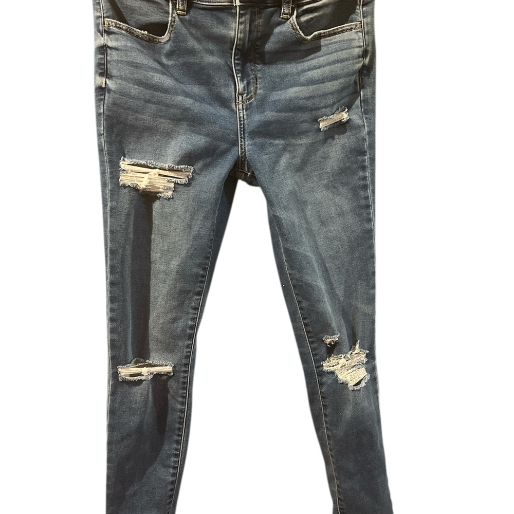 American Eagle Outfitters Ripped Blue Straight Leg Jeans